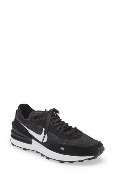 Nike Waffle One Suede And Leather-trimmed Mesh Sneakers In Black