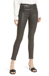 Ag The Farrah High Waist Ankle Skinny Faux Leather Pants In Luminous Gunmetal