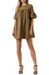 English Factory Lace Trim Shift Dress In Olive