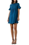 English Factory Solid Minidress In Teal