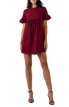 English Factory Solid Minidress In Maroon