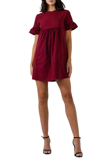 English Factory Solid Minidress In Maroon