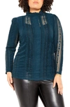 City Chic Panelled Lace Top In Alpine