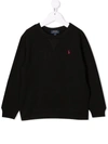 Polo Ralph Lauren Embroidered Logo Cotton Sweatshirt In Black