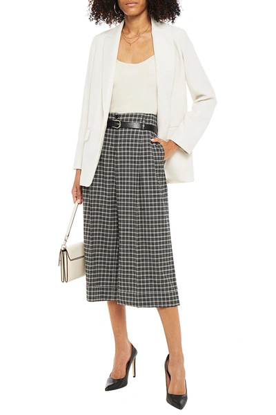 Michael Michael Kors Checked Wool-blend Culottes In Black