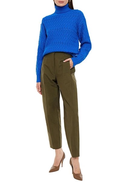 Victoria Beckham Cable-knit Merino Wool Turtleneck Sweater In Bright Blue