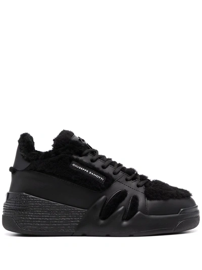 Giuseppe Zanotti Talon Shearling-trim High-top Sneakers In Black