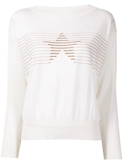 Lorena Antoniazzi Striped Star Knit Top In White