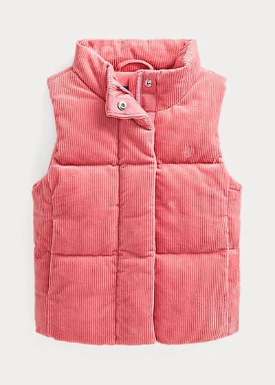 Polo Ralph Lauren Kids' Stretch Corduroy Down Vest In Desert Rose