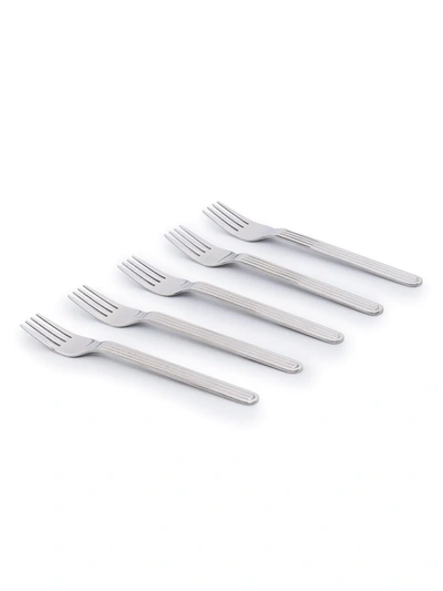 Hay Set Of 5 Ribbed Forks In Silver