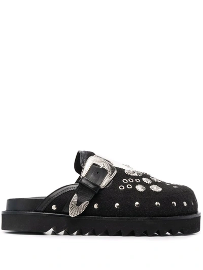 Toga Virilis Colour-block Leather Slippers In Black