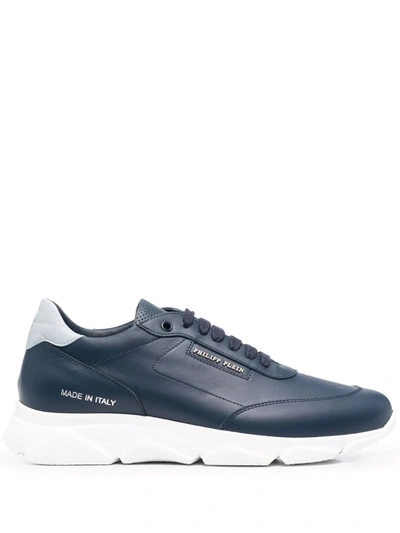 Philipp Plein Leather Low-top Sneakers In Blue