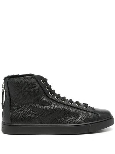 Gianvito Rossi Pebbled High-top Sneakers In Schwarz