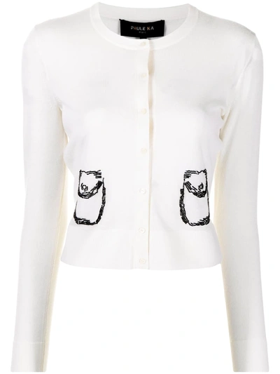 Paule Ka Bead-embellished Pocket Cardigan In Neutrals