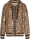 Dolce & Gabbana Zip-up Jersey Hoodie With Leopard Print In Braun