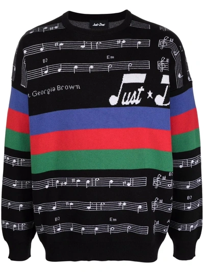 Just Don Musical Notes Sweater Black