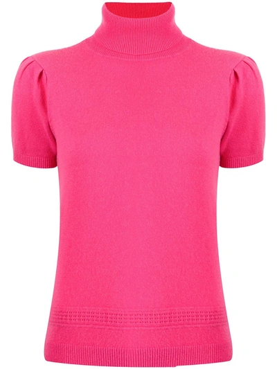 Paule Ka Roll-neck Shortsleeved Cashmere Top In Pink