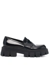 Premiata Chunky Sole Leather Loafers In Schwarz