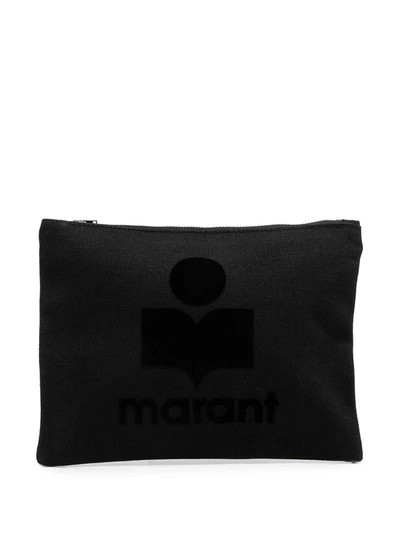 Isabel Marant Nettia Logo Clutch Bag In Schwarz