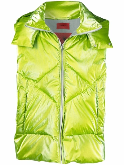 A Better Mistake Stay Puffy Quilted Gilet In Green