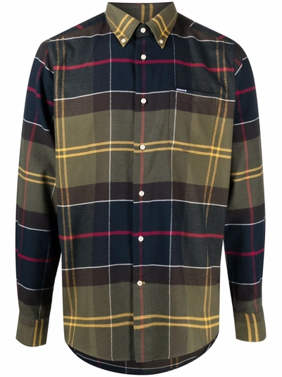 Barbour Check-print Button-up Shirt In Blau