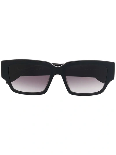 Alexander Mcqueen Logo-arm Rectangle-frame Sunglasses In Nero