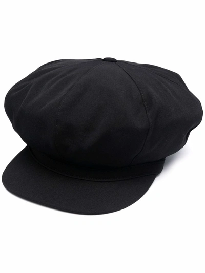 Yohji Yamamoto Wool Baker Boy Hat In Schwarz