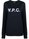 Apc Crew Neck Sweatshirt In Blue Cotton