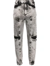 Retroféte Tatum Acid-wash Jeans In Schwarz