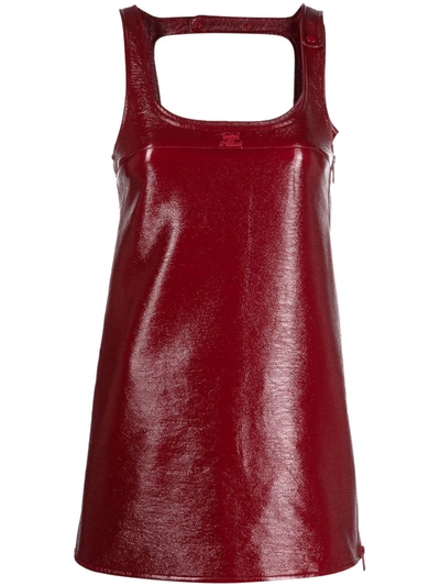 Courrèges Embroidered-logo Faux-fur Dress In 4034 Gooseberry