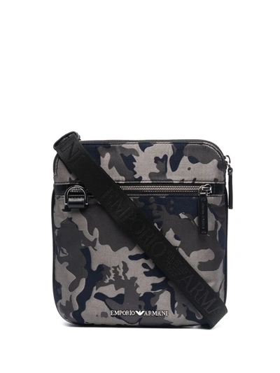 Emporio Armani Camouflage-print Messenger Bag In Grau