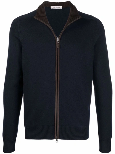 Fileria Fine-knit Zipped Cardigan In Blau