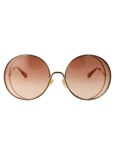 Chloé Ch0037s Round-frame Metal Sunglasses In Gold