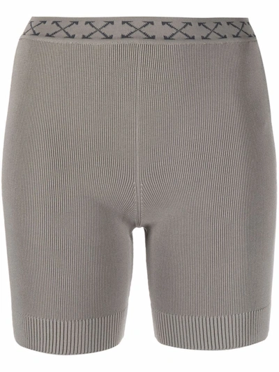 Off-white Arrows-motif Ribbed Shorts In Grey