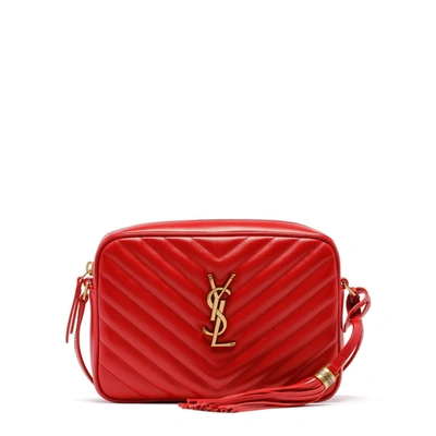 Saint Laurent Lou Quilted Camera Bag In Red