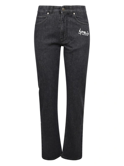 Stella Mccartney Womens Vintage Black Denim Logo-patch Regular-fit Mid-rise Stretch-denim Mom Jeans M