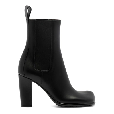 Bottega Veneta Storm Leather Ankle Boots In Black