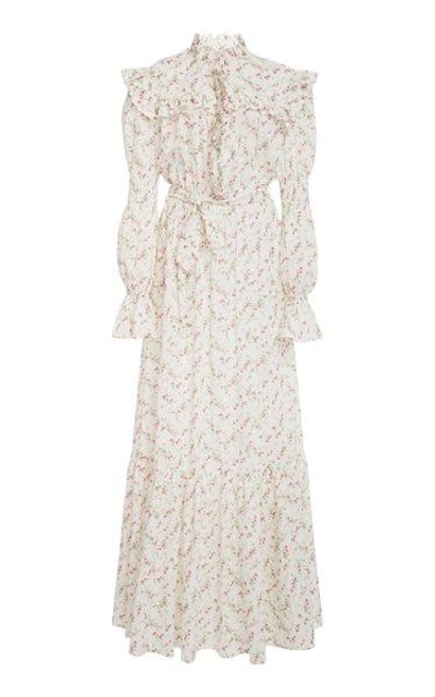 Philosophy Di Lorenzo Serafini Ruffled Floral-print Cotton-poplin Maxi Dress