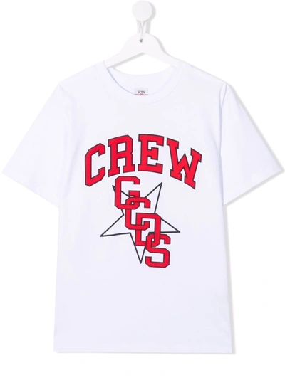 Gcds Kids' Jersey Logo T-shirt In White