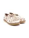 Pèpè Cow-print Lace-up Ballerinas In Neutrals