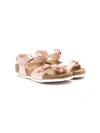 BIRKENSTOCK METALLIC-EFFECT LEATHER SANDALS