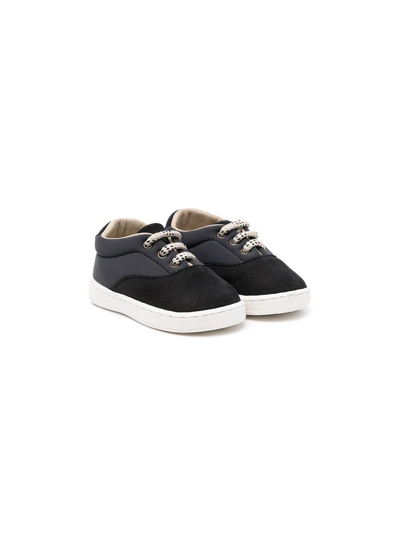 Babywalker Babies' Colour-block Panelled Leather Trainers In Black