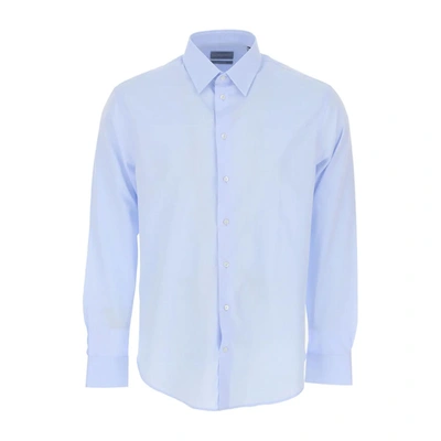 Emporio Armani Twill Shirt In Light Blue