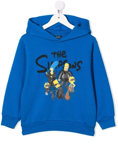 Balenciaga Kids' The Simpsons-print Cotton Hoodie In Blue