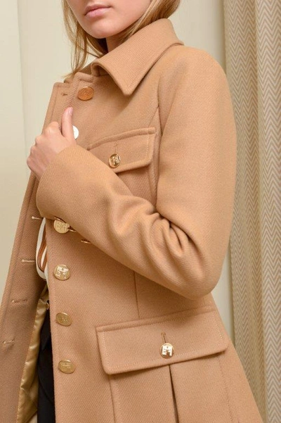 Elisabetta Franchi Cappotto Corto Misto Lana Color Cammello In Brown |  ModeSens