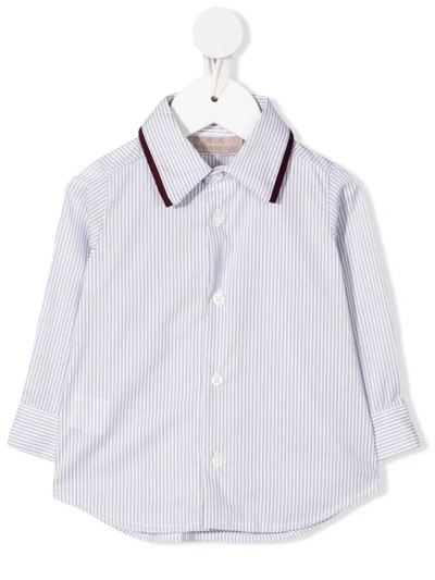 La Stupenderia Babies' Striped Button-up Shirt In Grey