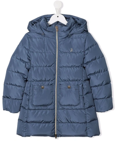 Herno Hooded Zip-up Padded Coat In Blue
