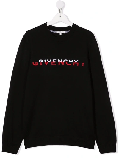 Givenchy Teen Logo-print Knitted Jumper In Black