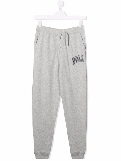 Ralph Lauren Kids' Logo-print Cotton Track Trousers In Grey