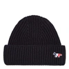 Maison Kitsuné Tricolour Fox-patch Ribbed-wool Beanie Hat In Navy